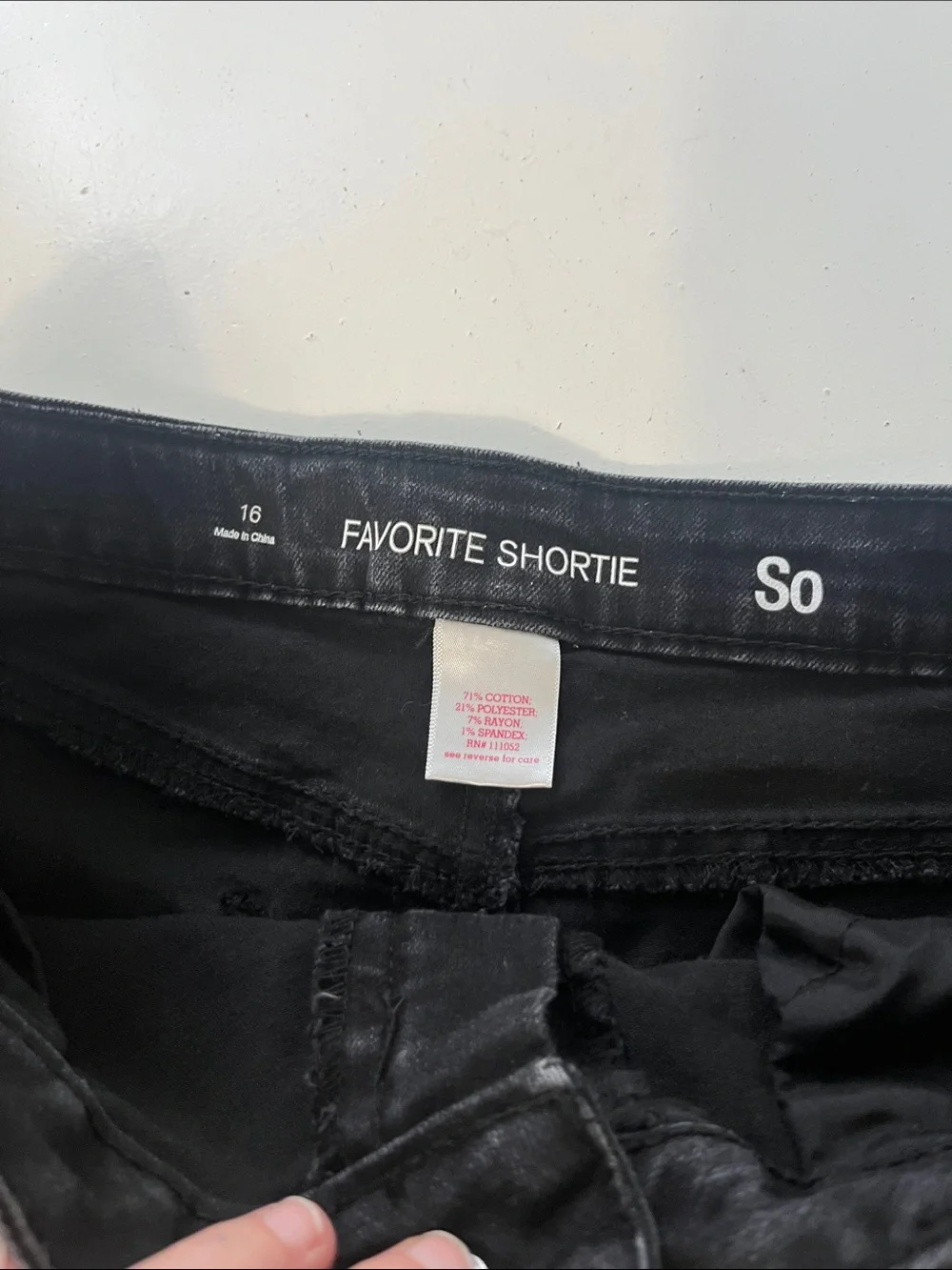 SO Sz 16 Youth Black Favorite Shortie Denim Jean Shorts